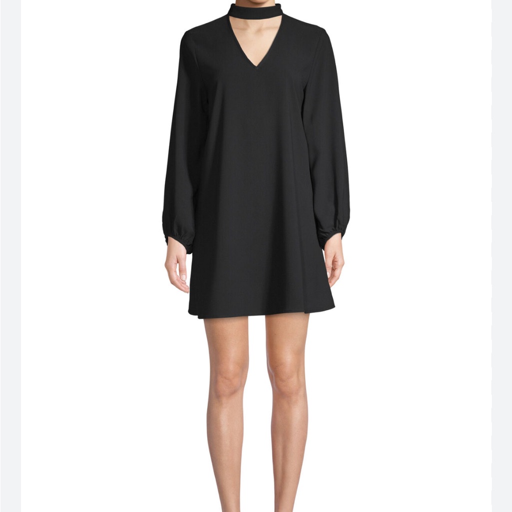 Amanda Uprichard Black Long Sleeve Scoop Dress